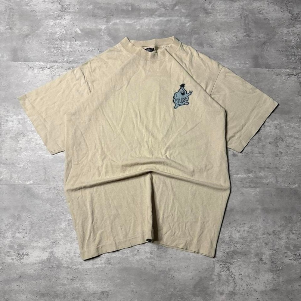 Y2K Vintage 90s Skater Grunge Oversized Stussy Ghost Character Tee - Picture 2 of 6